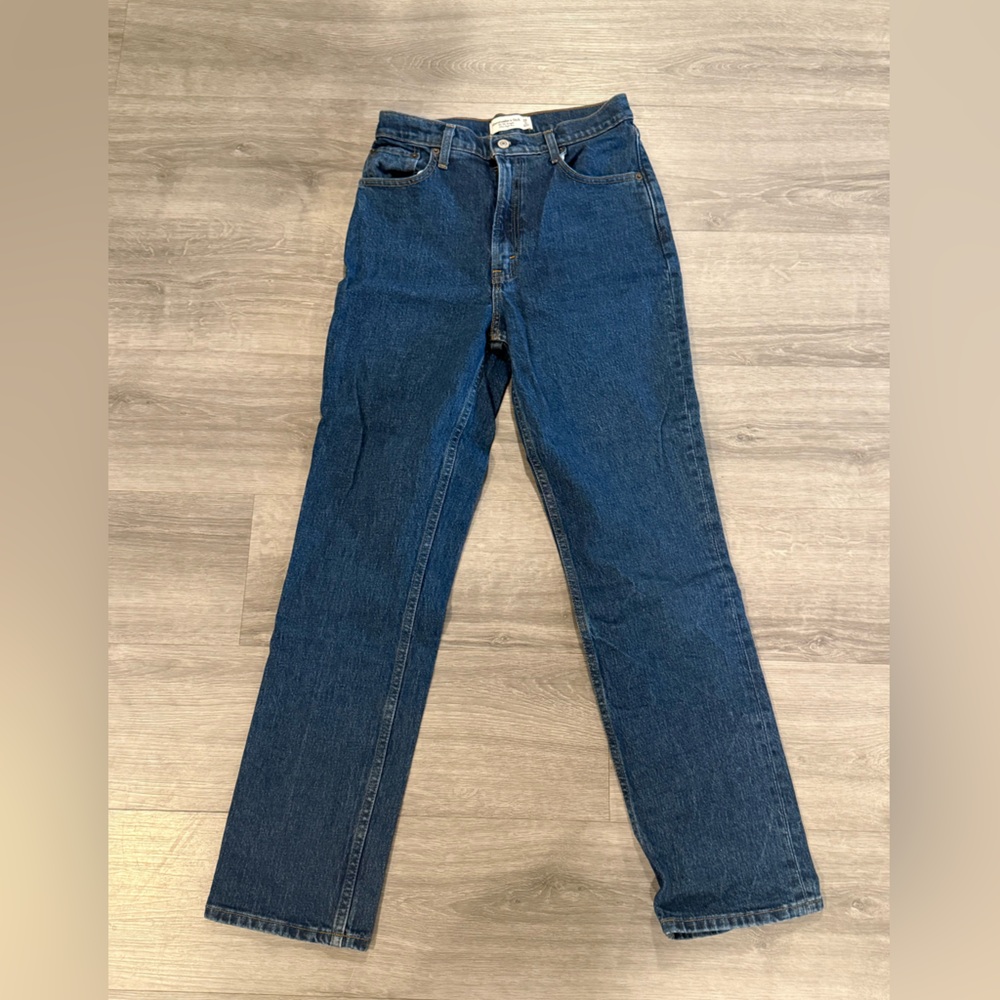 Abercrombie & Fitch Dark Blue High-Rise Straight Jeans